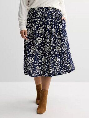 Croft & Barrow Floral Elastic Waist Midi Skirt 3X